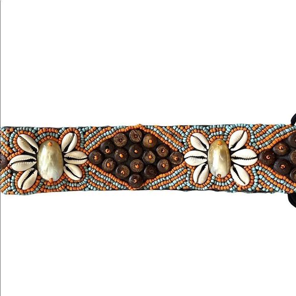 Boho Native Beaded Shell Tie Front Belt - Picture 6 of 6